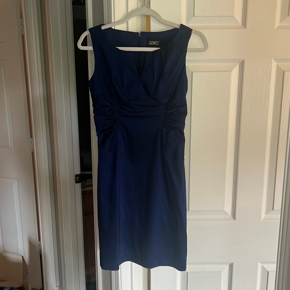 Adrianna Papell dark royal blue cocktail dress